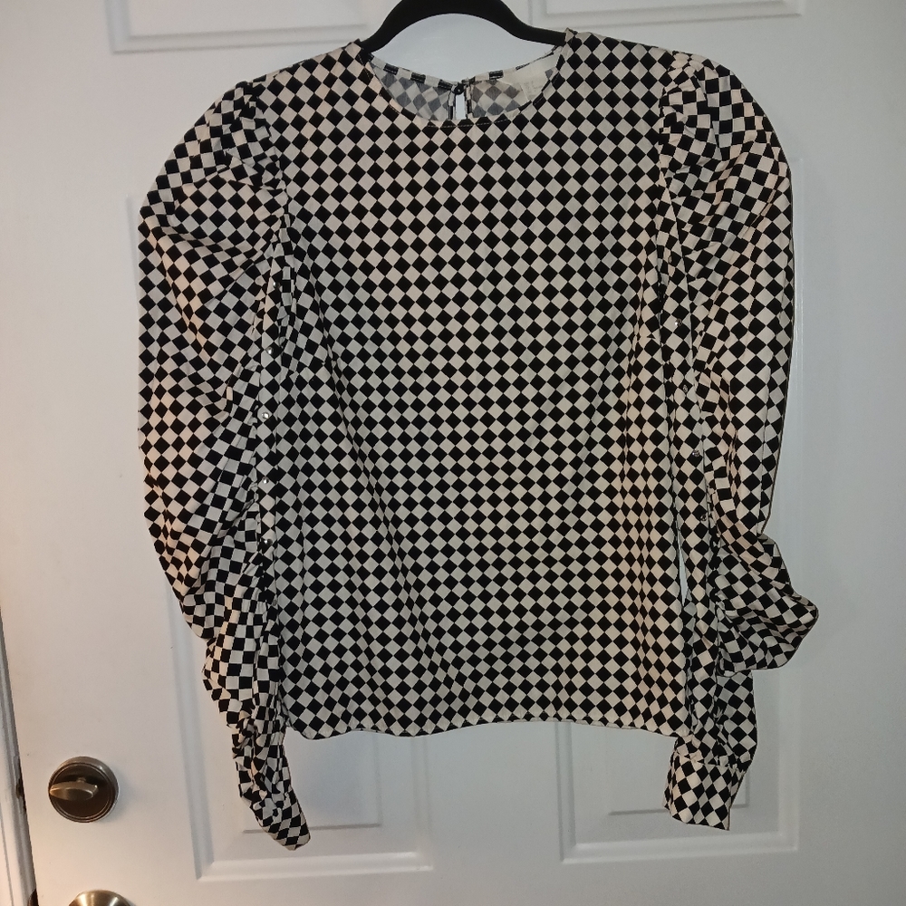 H&M Black and white Long sleeve blouse Size 8